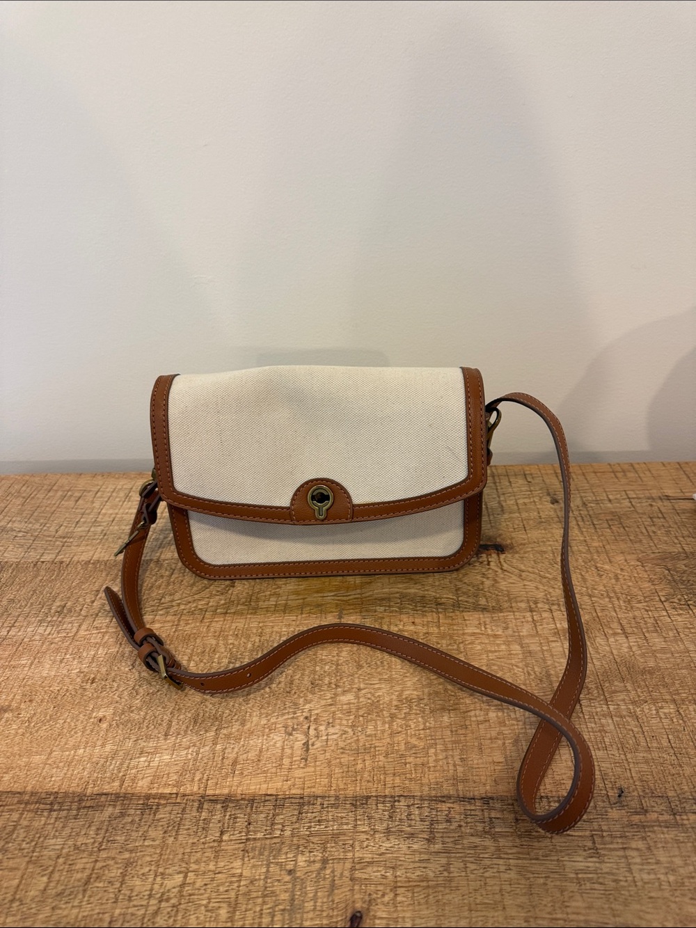 Fossil Bag with Brown Leather Trim